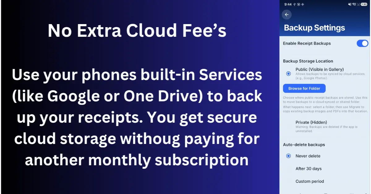 Backup settings — your folders, your cloud
