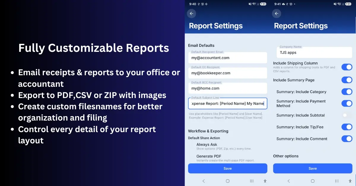 Configurable report structure