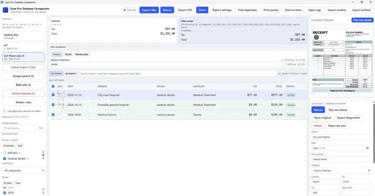 Scan Pro Receipts Windows Desktop Companion