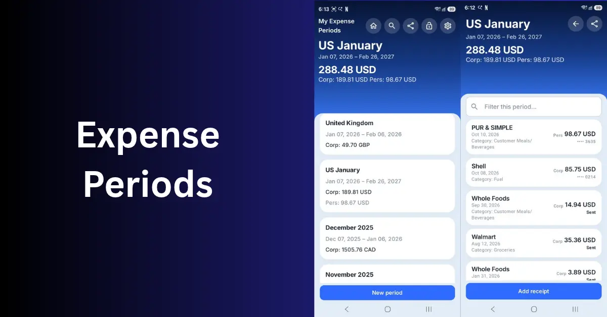 Fiscal period list in Scan Pro Receipts
