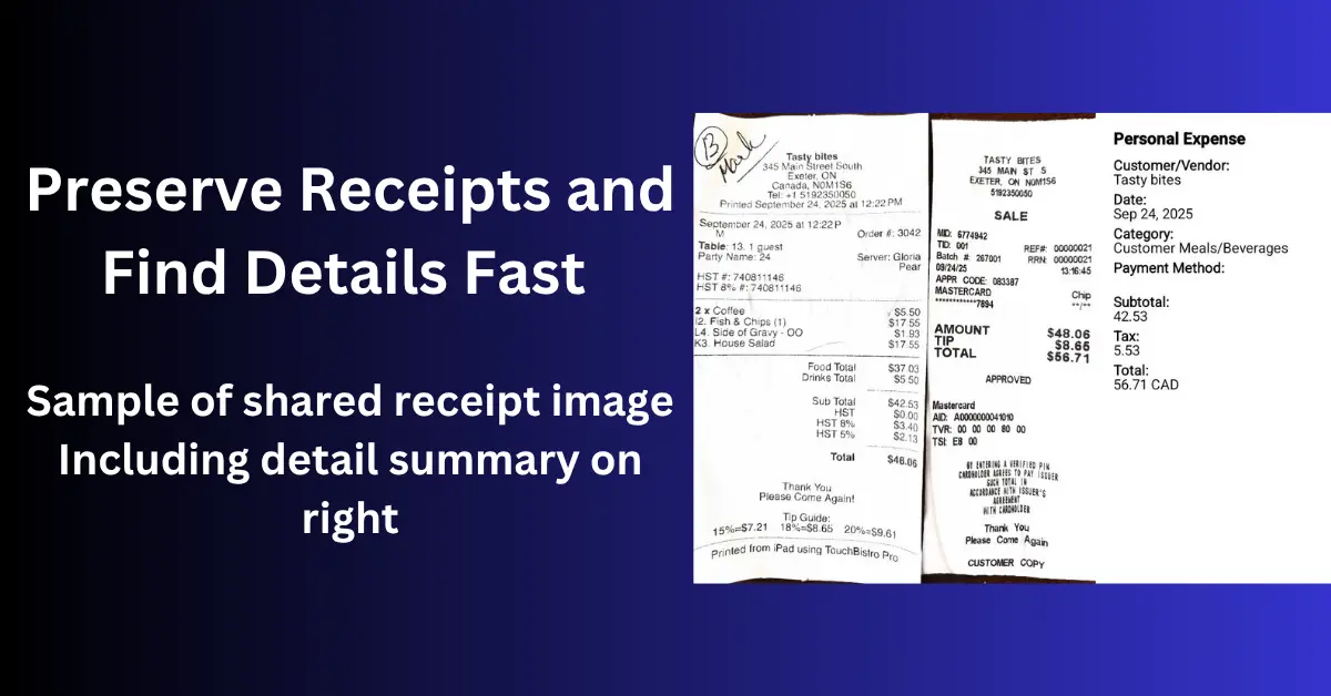 Digitized receipt stored before the paper copy fades